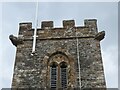 Stonework and gargoyles, Halstock church tower in BA22 9SQ