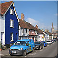 Saffron Walden: blues and pinks in Gold Street in CB10 1JG