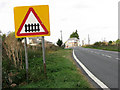 Level crossing sign south of Shippea Hill station in IP28 8EF