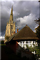 Thatched cottage and church in Thaxted in CM6 2LH