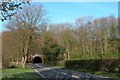 The disused Meon Valley railway line crossing the A272 in GU34 3NZ
