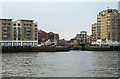 Swing bridge and entrance to Limehouse Basin in SE16 5FX