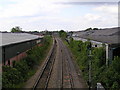 Looking NNW from bridge over Perry Wood road towards Shrub Hill Station. in WR5 1PJ