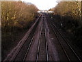 The main line into Hull from the bridge at Long Plantation near North Ferriby in HU14 3DY