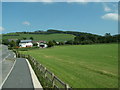 Fields and housing, nr. Bow Street in Tirymynach Community