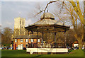 Christchurch Priory church and Bandstand in BH23 1PF