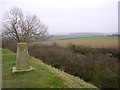 Trig point on the rampart of Spettisbury Rings in DT11 9EF
