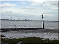 Oglet beach and Stanlow Oil Refinery in Speke Ward
