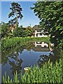 Mill Pond and back of house, Sue Ryder House, Cavendish, Suffolk in Cavendish