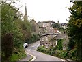 Looking up Town Hill to the Church and St Agnes Hotel in TR5 0AZ