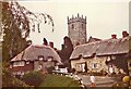 Cottages at Godshill with church in background. in Godshill