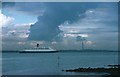 QE2 Sailing up the Solent towards Southampton in PO31 8NU