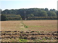 Footpath towards the railway from Thorington Hall in IP9 2AP