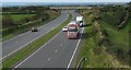 Straight off the boat - Irish lorries east bound on the A55 in Trewalchmai Community