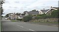 View west along the main street in the village of  Llynfaes in LL65 3BZ