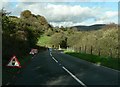 Approaching road works going down to the Ogwr Valley in CF32 7LA