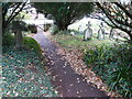 Path from the churchyard, St Andrew's church, Kenn in EX6 7UH