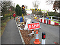 Temporary lights on Colwall Green Railway Bridge in WR13 6DT