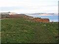 The coastal footpath crosses behind Black Head on the way to Ladram Bay in EX9 7AY