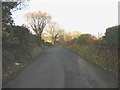 The road from Pen Cefn near to the Tyddyn Rhyddid junction in LL55 4RA