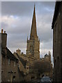 Burford Parish Church from the High Street in OX18 4QN