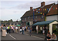 Laxfield main street during medieval event in Laxfield