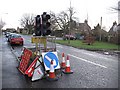 Temporary traffic lights, Roslin in EH25 9LJ