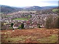 View over Crickhowell from Coed Cefn in NP8 1BS