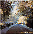 Rectory Lane in winter snow circa 1980 in SG1 4DB