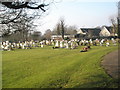 View from Catherington Cemetery over to the Village Hall in Catherington