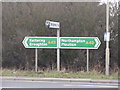Road sign on the A43 at the Kettering Road Junction in NN6 9PX