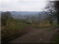 Slab fence and footpath junction south of Ashover in S45 0JR