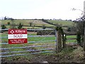 Gate, footpath entrance and farmland, near Hinton Blewett in BS39 5AJ