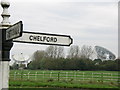 Local Roadsign with Jodrell Bank backdrop in SK11 9DU