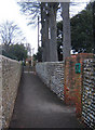 Footpath between walls, North Lancing in BN15 0QY