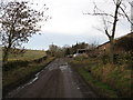 Road running towards farm buildings at East Housebyres in TD6 9BW