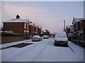 Winton: snow in Benmore Road in BH8 9RD
