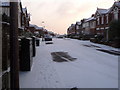 Winton: snow in Strouden Road in BH8 9RD