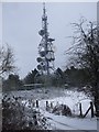 Communications tower, and track from  Wenallt Road, Cardiff in CF14 6TQ