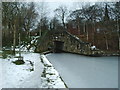 Bridge which carries the B6175 over the Huddersfield Narrow Canal in OL3 7LP