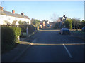 Station Road and railway footbridge in WR10 3BD
