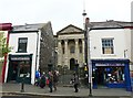 Shops and English Baptist Church, Lammas Street in SA31 1NP
