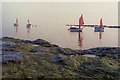 Red sails on a misty morning, Downderry in PL11 3LE