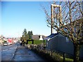 The B7078 at Larkhall with Larkhall Baptist Church on the right in Larkhall