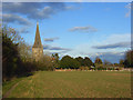 Farmland and church, Brimpton in Brimpton