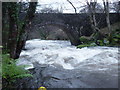 Ogwen in flood at Bryn Bella Bridge in LL57 3LU