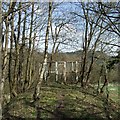 No Entry atop Machen Viaduct, Machen Forge Trail in CF83 8PD