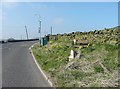 Milestone and seat, Keighley Road, Wadsworth in HX7 7AJ