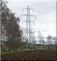 Pylon beyond ploughed field in PH9 0NF