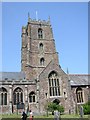Church tower, St Georges Priory Church, Dunster in TA24 6SL